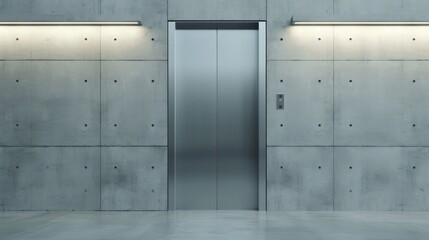 portrait of silver elevator door