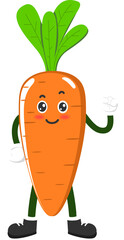 Orange carrot cartoon character adorable face with pose