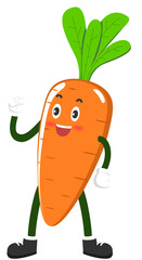 Orange carrot cartoon character adorable face with pose