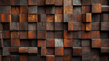 Wooden studio wall blocks. Wood panels wall texture. Generative AI