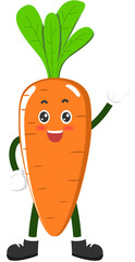 Orange carrot cartoon character adorable face with pose