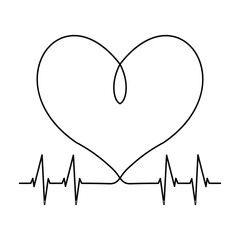 Heart continuous one line art drawing color shape Love sign outline Vector illustration
