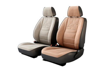 Obraz premium Symmetry in Seating: Beige and Black Duo. On White or PNG Transparent Background.