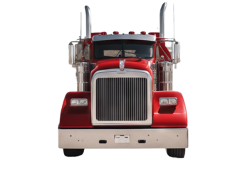 american red isolated truck background white semi esel tractor trailer driving articulated delivery wheel lorry express travel shipping logistic load traffic dropped