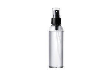 The Elegance of Darkness: Clear Bottle With Black Top and Cap. On White or PNG Transparent Background.