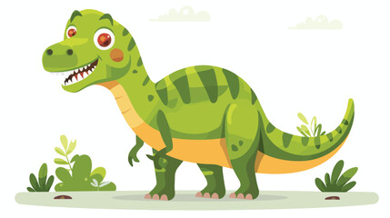 Cute dinosaur cartoon Flat vector isolated on white background