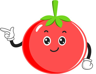 cute tomato mascot character with pose and expression