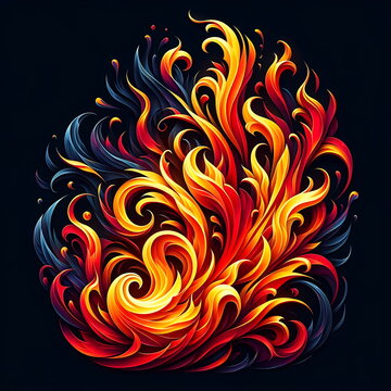 Fiery Dance, A Vivid Display of Colorful Flames and Sparks