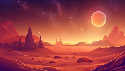 Seamless Fantasy Sci-fi Martian Background For Ui Game - obrazy, fototapety, plakaty