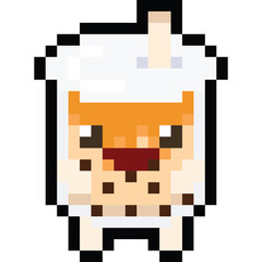 Pixel art cartoon bubble tea character 2