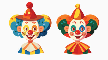 Flat icons on theme funny clown woman Flat vector 