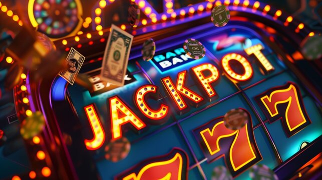 Casino slot machines jackpot big win 777 casino photo concept. Generative AI
