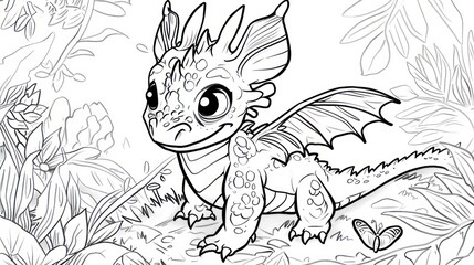 Cute dragon coloring page