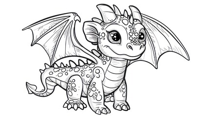 Fototapeta premium Cute dragon coloring page