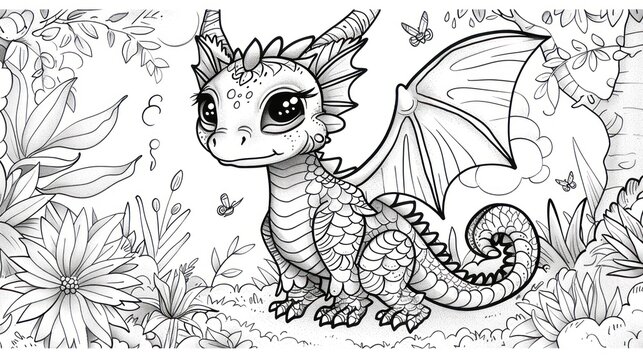 Cute dragon coloring page
