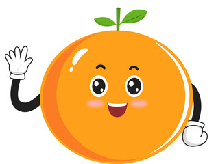 cute orange fruit character with pose