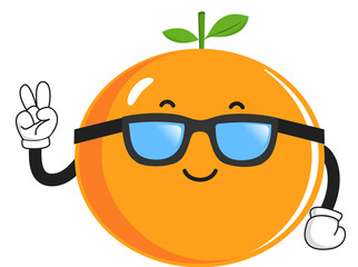 cute orange fruit character with pose
