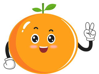 cute orange fruit character with pose