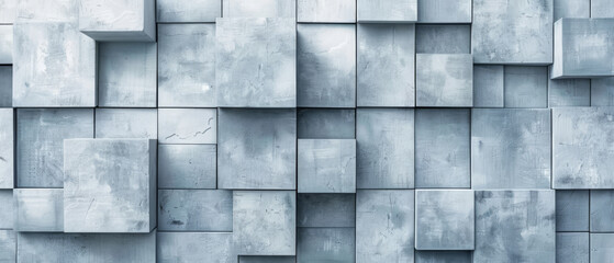 Cubic background. Abstract white and gray marble mosaic tiles.