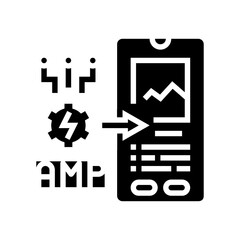 amp accelerated mobile pages seo glyph icon vector. amp accelerated mobile pages seo sign. isolated symbol illustration