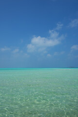 Mathiveri is one of the westernmost islands in the Maldives, beautiful beach scene with crystal clear blue water.