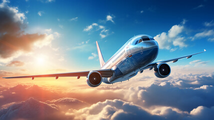 Airplane flying in the sky. 3d render with clipping path - obrazy, fototapety, plakaty