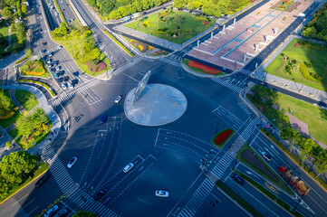 Aerial Photography of Scenery at the Intersection of Century Avenue in Shanghai