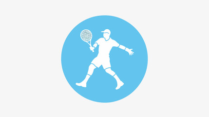 Man playing big tennis line icon for web mobile and icon