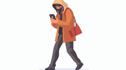 Man smartphone thief secure vector illustration Flat