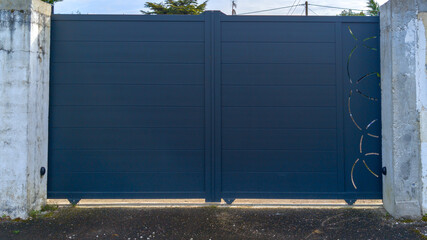 modern door slide grey gate aluminum portal sliding gray design of new suburban house