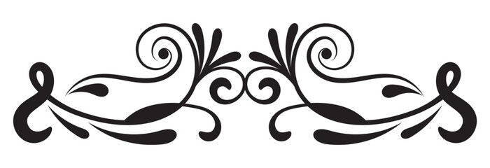 Fototapeta premium Abstract calligraphic ornate design element. Vintage ornamental pattern. Luxury, elegant flourish line art design. PNG with white background.