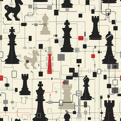 color endless chess pieces seamless set 4 , gennerlet ai