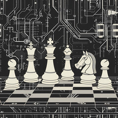 black endless chess pieces seamless