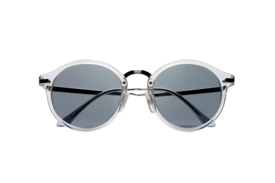 Shades of Serenity: A Stylish Pair of Sunglasses on a Blank Canvas. On White or PNG Transparent Background.