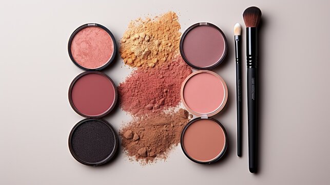 A composition of makeup products in Peach Fuzz 2024 color creates an inviting palette for beauty enthusiasts, ready for a touch of elegance. Generative AI