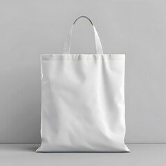 A grey tote bag with a silver handle is elegantly displayed on a table. The bags monochrome design adds a touch of creativity to the fashion accessory