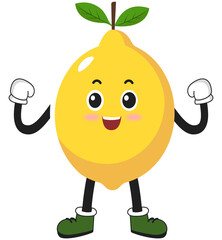 cute fruit lemon cartoon character