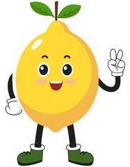 cute fruit lemon cartoon character