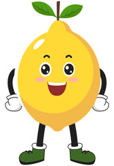 cute fruit lemon cartoon character