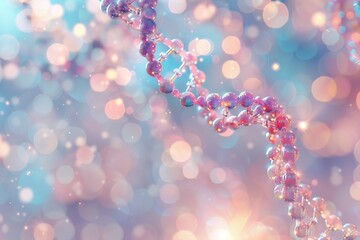 Whimsical DNA structure with a backdrop of soft, dreamy bokeh - obrazy, fototapety, plakaty