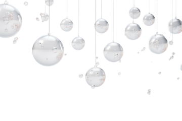 Ethereal Dance of Glass Spheres. On White or PNG Transparent Background.