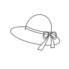 A white hat with a bow on it