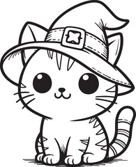 Cat with witch hat