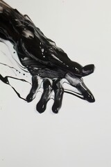 Closeup studio shot of inkdipped fingers against stark white paper, creating a stark contrast of creativity and blank possibilities