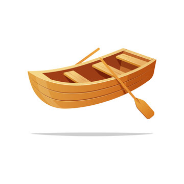 Wooden boat vector isolated on white background.