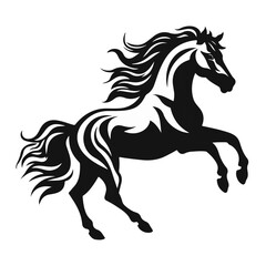 Black Stallion Horse Mascot for Esports Team Logo Black and White Illustration