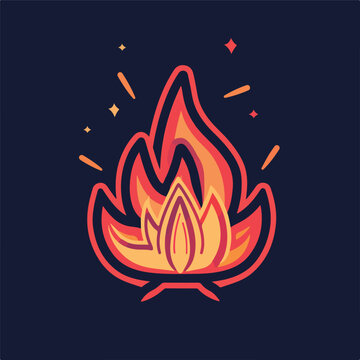 Fire line icon vector concept design template cartoon