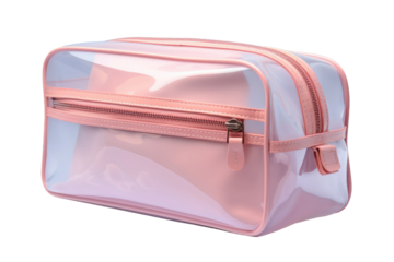 Whimsical Pink and White Bag Unzipped. On White or PNG Transparent Background.