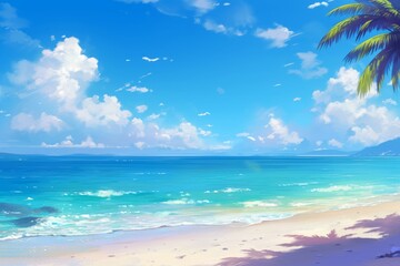 Anime beach background, nature, wallpaper
