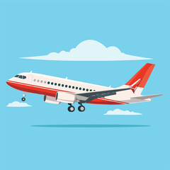 Flat design comercial airplane icon vector illustra